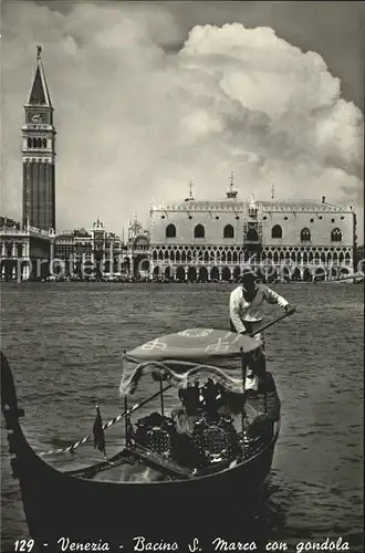 Venezia Venedig Bacino S. Marco con gondola Kat. 