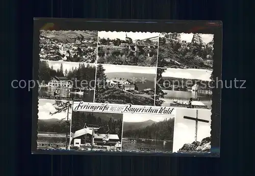 Bayerischer Wald Viechtach Partie am Regen Pfahl Arbersee mit Gasthof Seehof Arberschutzhuette Hoellensteinsee Arber Gipfelkreuz