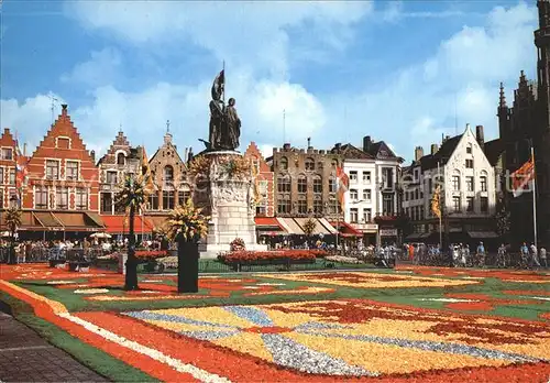 Brugge Grote Markt Bloementapijt Marktplatz Blumenteppich Denkmal Kat. 