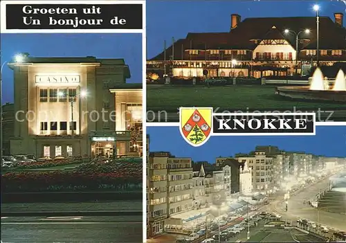 Knokke West Vlaanderen Casino Restaurant Uferstrasse Nachtaufnahme Kat. 