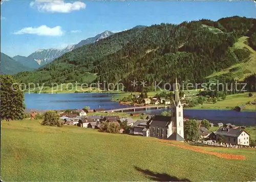 Techendorf Weissensee Ortsansicht mit Kirche Alpen Kat. 