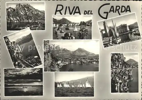 Riva del Garda Gardasee Promenade Hafen Strasse Bootspartie Segelregatta Kat. 