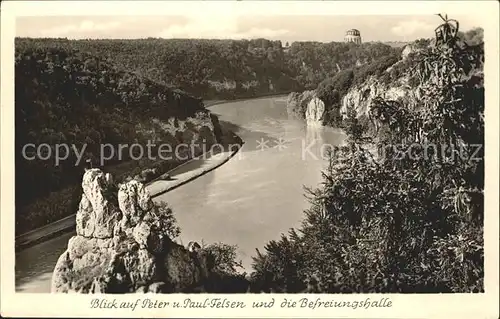 Kehlheim Regensburg Blick auf Peter und Paul Felsen mit Befreiungshalle