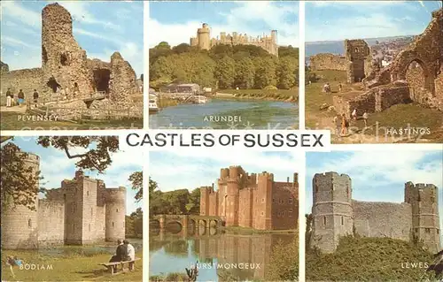 Sussex Castles Arundel Pevensex Hastings Lewes Bodiam Hurst Monceux