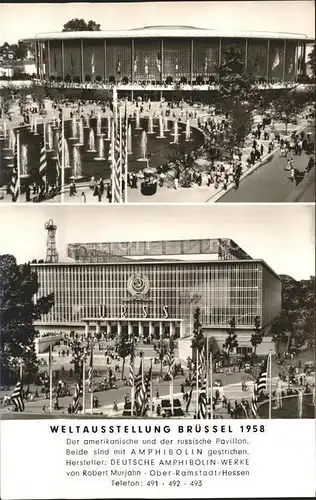 Bruessel Bruxelles Amerikanische und russische Pavillon Weltausstellung 1958 Kat. 