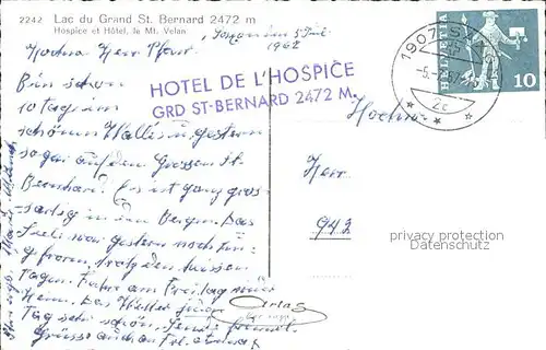 Grand Saint Bernard Lac Hospiz und Hotel Kat. 
