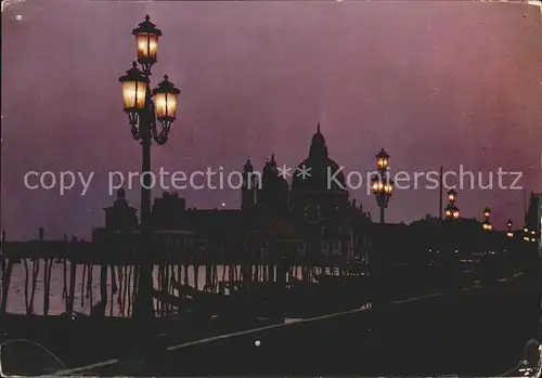 Venezia Venedig Il Molo e Chiesa Santa Maria della Salute notturno Kat. 