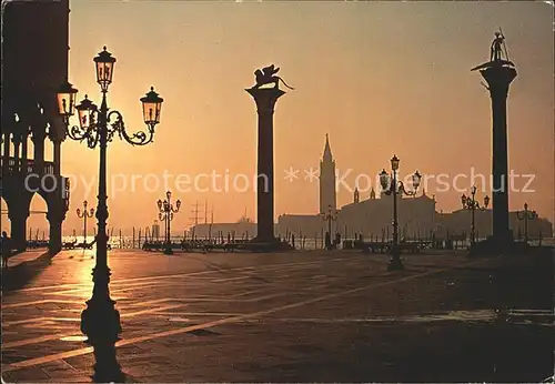 Venezia Venedig Piazzetta San Marco alba Markusplatz bei Sonnenaufgang Kat. 