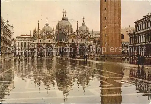 Venezia Venedig Piazza San Marco con acqua alta Markusplatz bei Hochwasser Kat. 