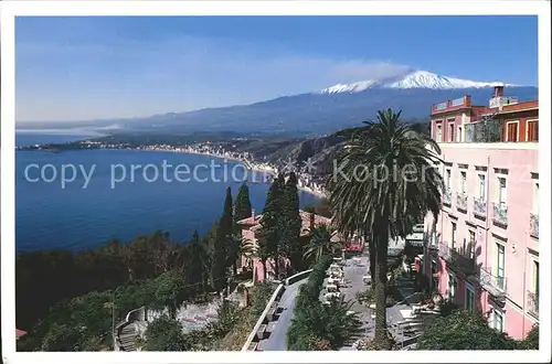 Taormina Sizilien Hotel Villa Schuler Blick zum aetna Vulkan Kat. 