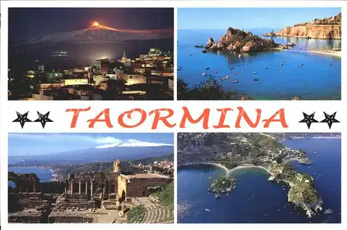 Taormina Sizilien Insel Fliegeraufnahme Ruinen aetna aktiver Vulkan Kat. 