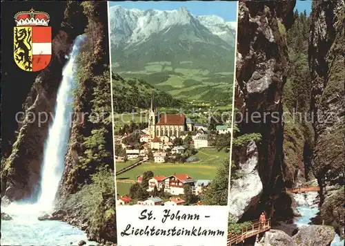 St Johann Pongau Liechtensteinklamm Schlucht Wasserfall Kirche Alpenpanorama Kat. 