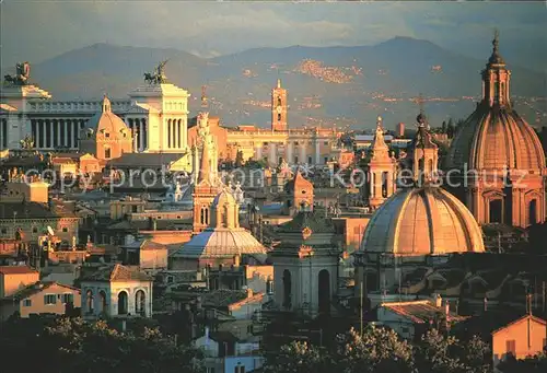 Rom Roma Blick von der Engelsburg ueber die Kuppeln der Stadt Vatikan Abendsonne Kat. 