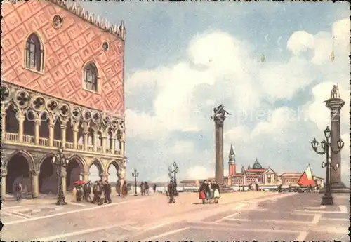 Venezia Venedig Piazzetta e Palazzo Ducale Kuenstlerkarte Kat. 