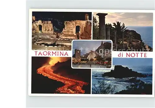 Taormina Sizilien Ruine Lavastrom Brandung  Kat. 