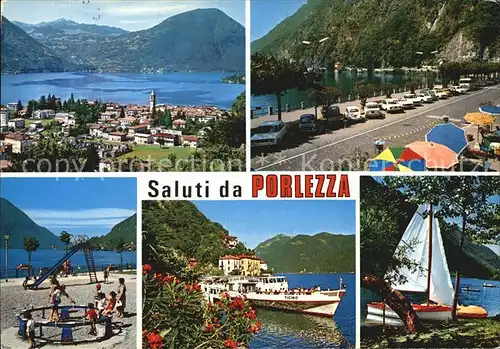 Porlezza Lago di Lugano Uferpromenade Panorama Spielplatz Boote