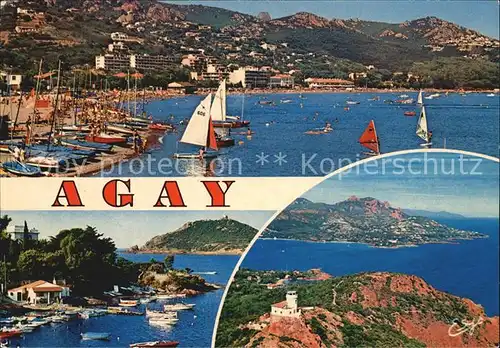 Agay Var La plage La Pointe et le petit port de la Baumette La Rade d Agay Kat. Saint Raphael