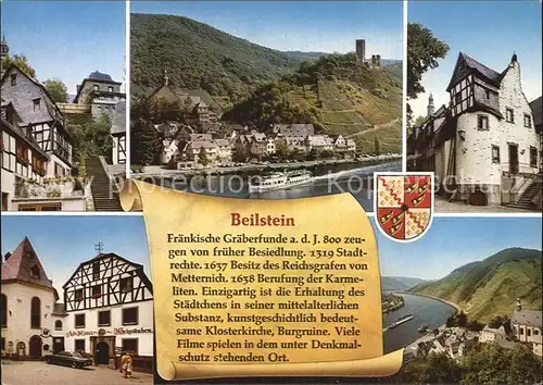 Beilstein Mosel Treppenaufgang Moselpartie Burg Metternich Gasthaus  Kat. Beilstein