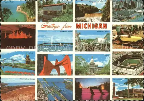 Michigan Pictured Rocks Fallasburg Bridge Tahquamenon Falls Detroit Grand Haven Fountain Mackinac Bridge Island Holland Grand Rapids Lansing Kat. Michigan