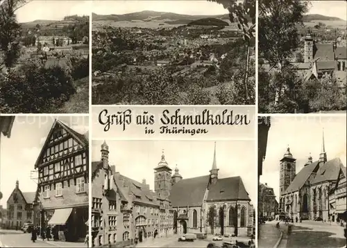 Schmalkalden Total und Teilansichten Fachwerkhaus Markt Rathaus Kirche Kat. Schmalkalden