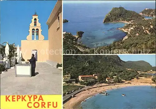 Korfu Corfu Kirche Strand Fliegeraufnahme Kat. Griechenland