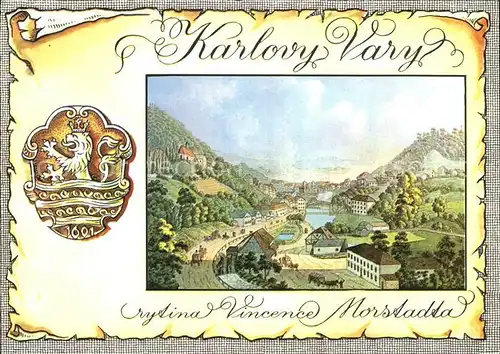 Karlovy Vary Od Chebske silnice Vincenc Morstadt 1836 dobovy rytina Kuenstlerkarte Kat. Karlovy Vary Karlsbad