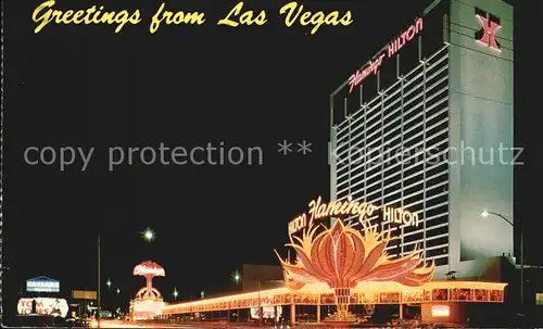 Las Vegas Nevada The Flamingo Hilton at Night Kat. Las Vegas