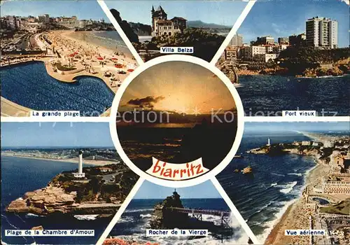 Biarritz Pyrenees Atlantiques Strand Hafen Chambre Amour Luftbild Kat. Biarritz
