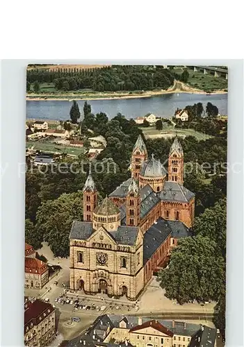 Speyer Rhein Fliegeraufnahme Dom und Rhein Kat. Speyer