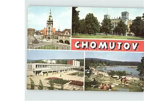 Chomutov Kirche Badesee Park Kat. Komotau