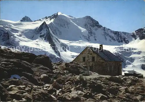 Cabane de Moiry auf fond les Pointes de Mourti Gebirgspanorama Berghaus Kat. Moiry
