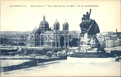 Marseille Monument Aux Heros de la Mer et la Cathedrale Kat. Marseille