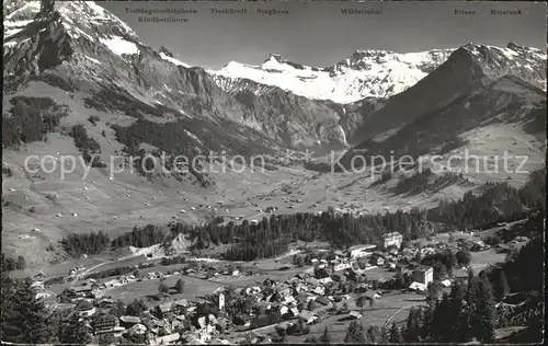 Adelboden Fliegeraufnahme mit Wildstrubel Engstligfaelle Boden Kat. Adelboden