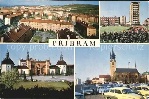 Pribram Teilansichten Hochhaus Kirche Gebaeude Kat. Pribram