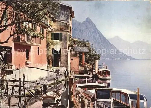 Gandria Lago di Lugano Blick auf Castello und Mt Brenzono Luganersee Kat. Gandria