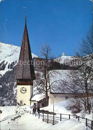Wengen BE Kirche Lobhoerner Wintersportplatz Berner Alpen Kat. Wengen