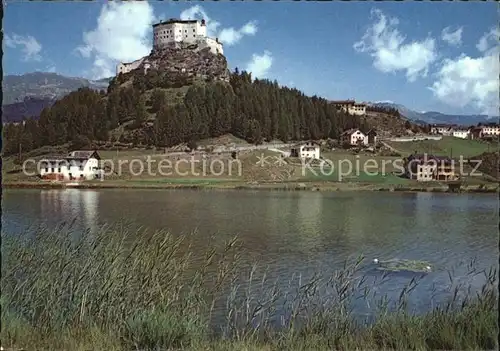 Scuol Tarasp Vulpera Partie am See Blick zum Schloss Alpines Heilbad / Scuol /Bz. Inn