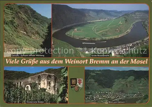 Bremm Mosel Klosterruine Stuben Calmont Moselschleife / Bremm /Cochem-Zell LKR