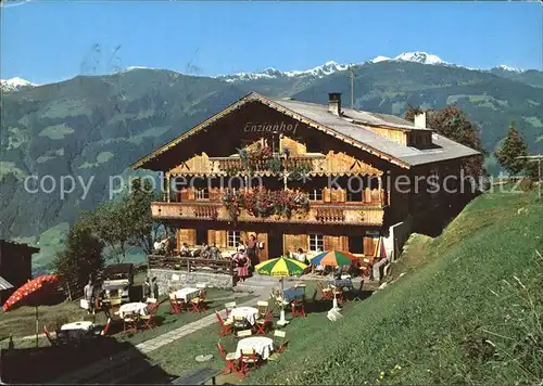 Zell Ziller Tirol Alpengasthof Enzianhof Terrasse Kat. Zell am Ziller