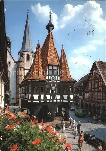 Michelstadt Rathaus aus dem Jahre 1484 Altstadt Fachwerkhaeuser Kirche Kat. Michelstadt