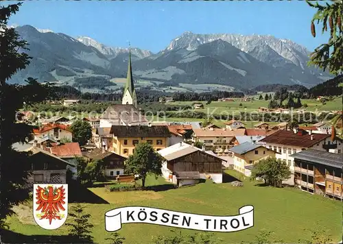 Koessen Tirol Blick auf Zahmen und Wilden Kaiser Kat. Koessen