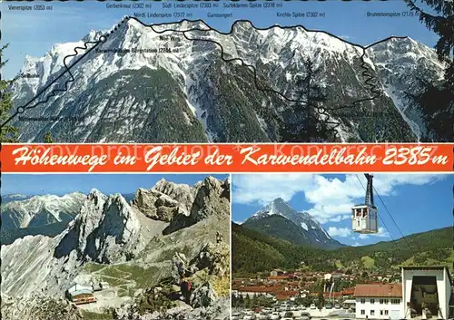Mittenwald Bayern Karwendelbahn Hoehenwege Karwendelgebiet Gebirgspanorama Huber Karte Nr 8154 Kat. Mittenwald