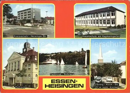 Essen Ruhr Heisingen Hauptschule Hagmanngarten Rathaus Katholische Kirche Kat. Essen
