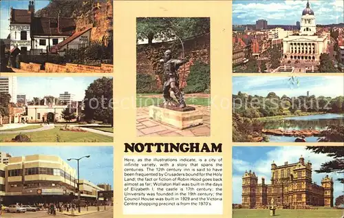 Nottingham  Robin Hood Statue Castle Gate Wollaton Hall Kat. United Kingdom
