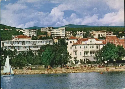 Crikvenica Kroatien Ansicht vom Meer aus Strand Hotels Segelboot Kat. Kroatien