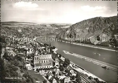 Oberwesel Rhein Fliegeraufnahme mit Rhein Kat. Oberwesel am Rhein