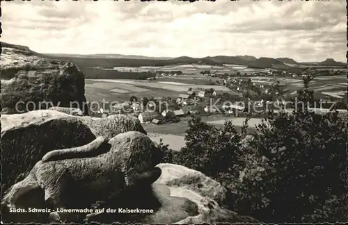 Saechsische Schweiz Loewenwache auf der Kaiserkrone Kat. Rathen Sachsen
