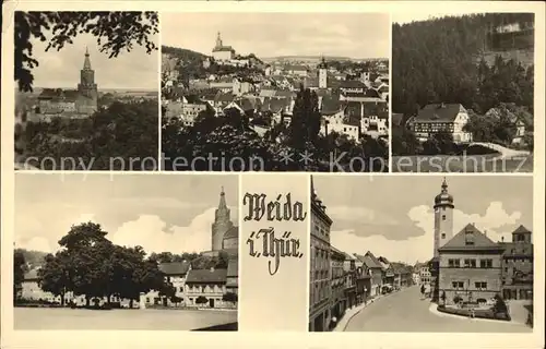 Weida Thueringen Kirche Stadtblick Strassenpartie Kat. Weida Thueringen