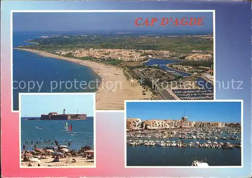 Cap d Agde Fliegeraufnahme Hafen Strand Kat. Agde