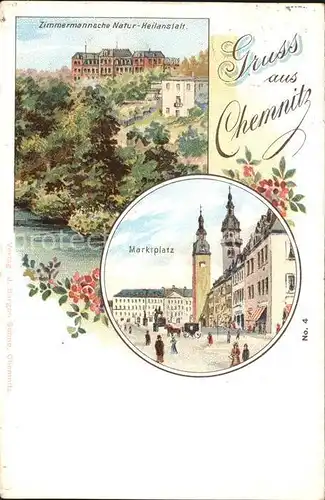 Chemnitz Marktplatz Zimmermannsche Naturheilanstalt Kat. Chemnitz